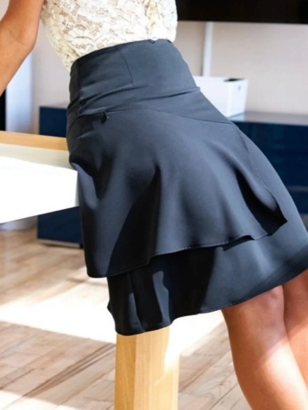 New Betabrand Black Float On Ruffled Skort Skirt Small